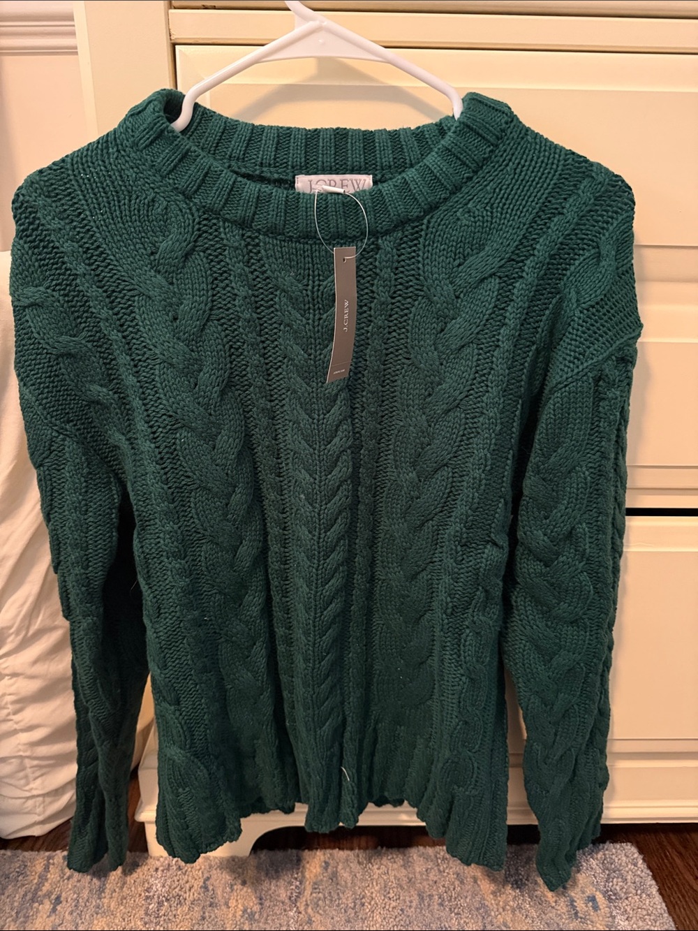 J. Crew Teal Cable-Knit Crewneck Sweater